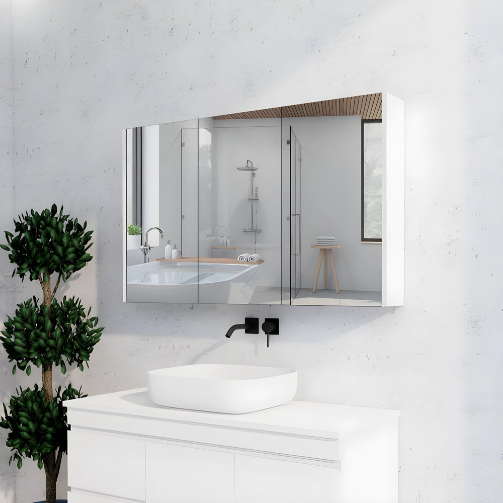 RIVA GENEVA GLOSS WHITE MIRROR SHAVING CABINET 1200X720MM