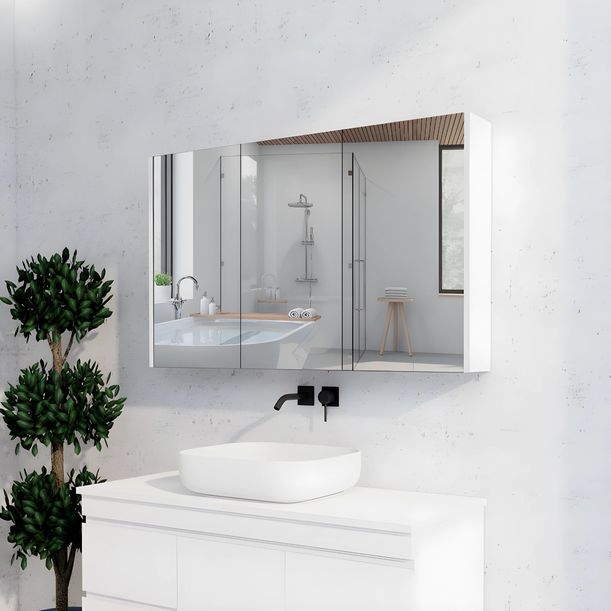 RIVA GENEVA GLOSS WHITE MIRROR SHAVING CABINET 1200X720MM