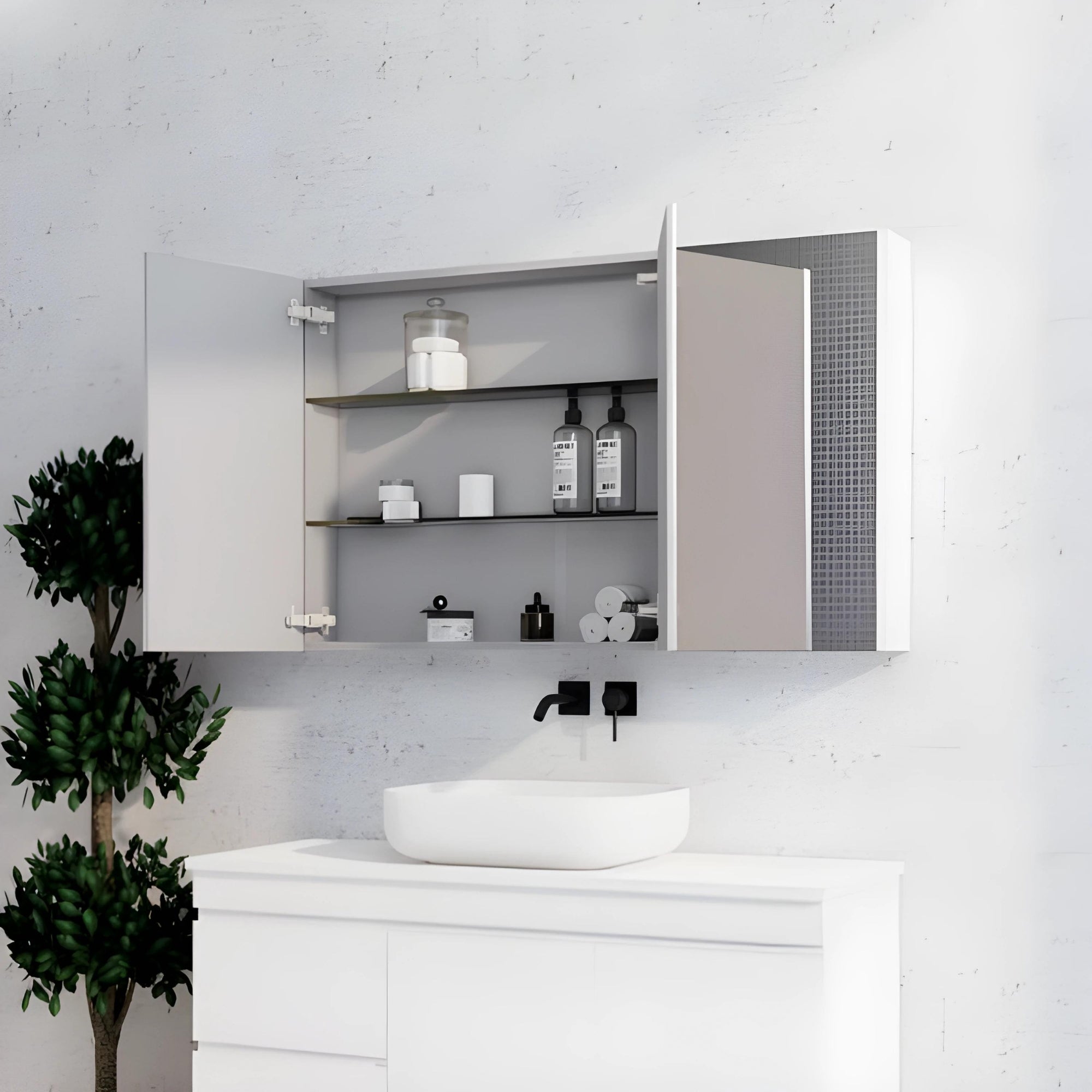 RIVA GENEVA GLOSS WHITE MIRROR SHAVING CABINET 1200X720MM