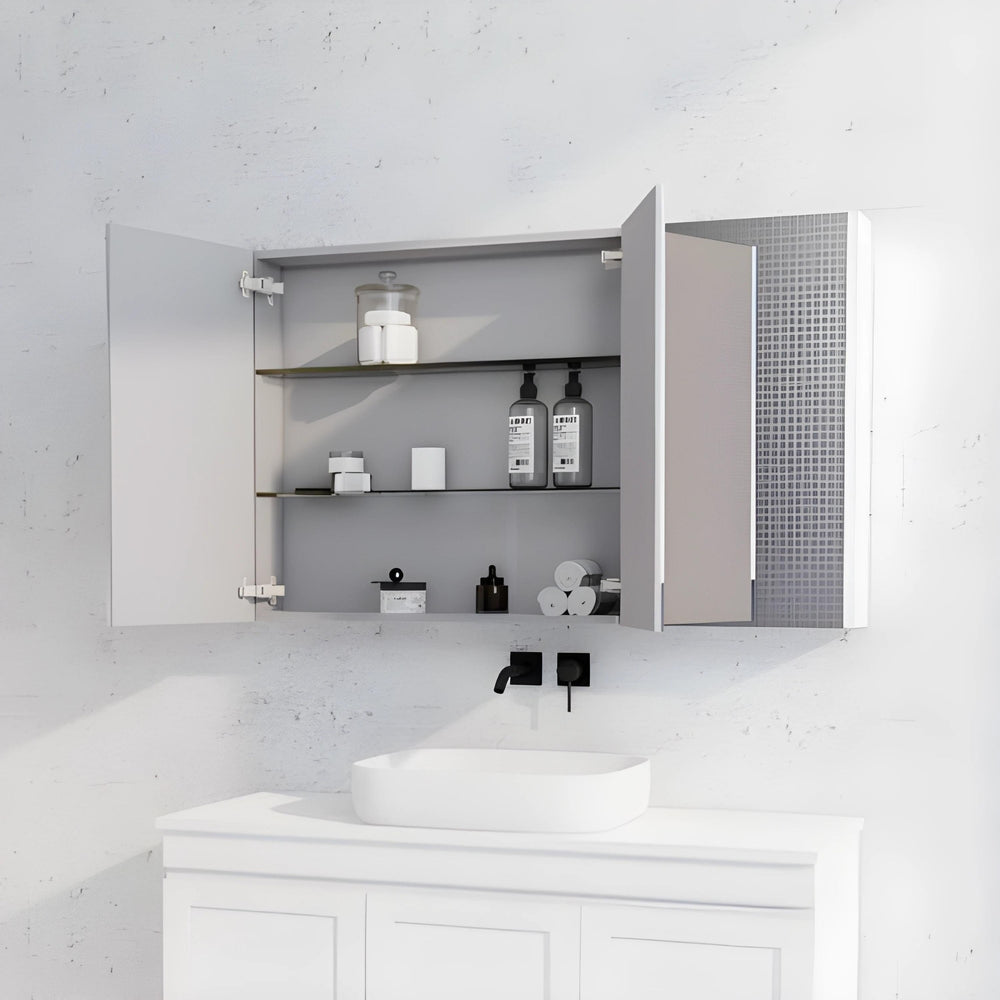 RIVA GENEVA MATTE WHITE MIRROR SHAVING CABINET 1200X720MM