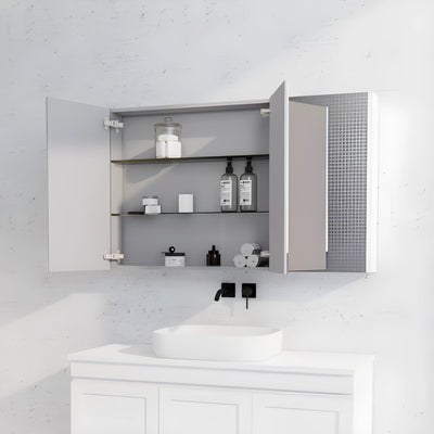 RIVA GENEVA MATTE WHITE MIRROR SHAVING CABINET 1200X720MM