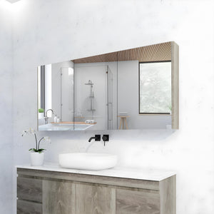RIVA GENEVA DARK OAK MIRROR SHAVING CABINET 1500X720MM