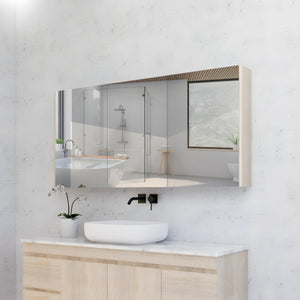 RIVA GENEVA LIGHT OAK MIRROR SHAVING CABINET 1500X720MM