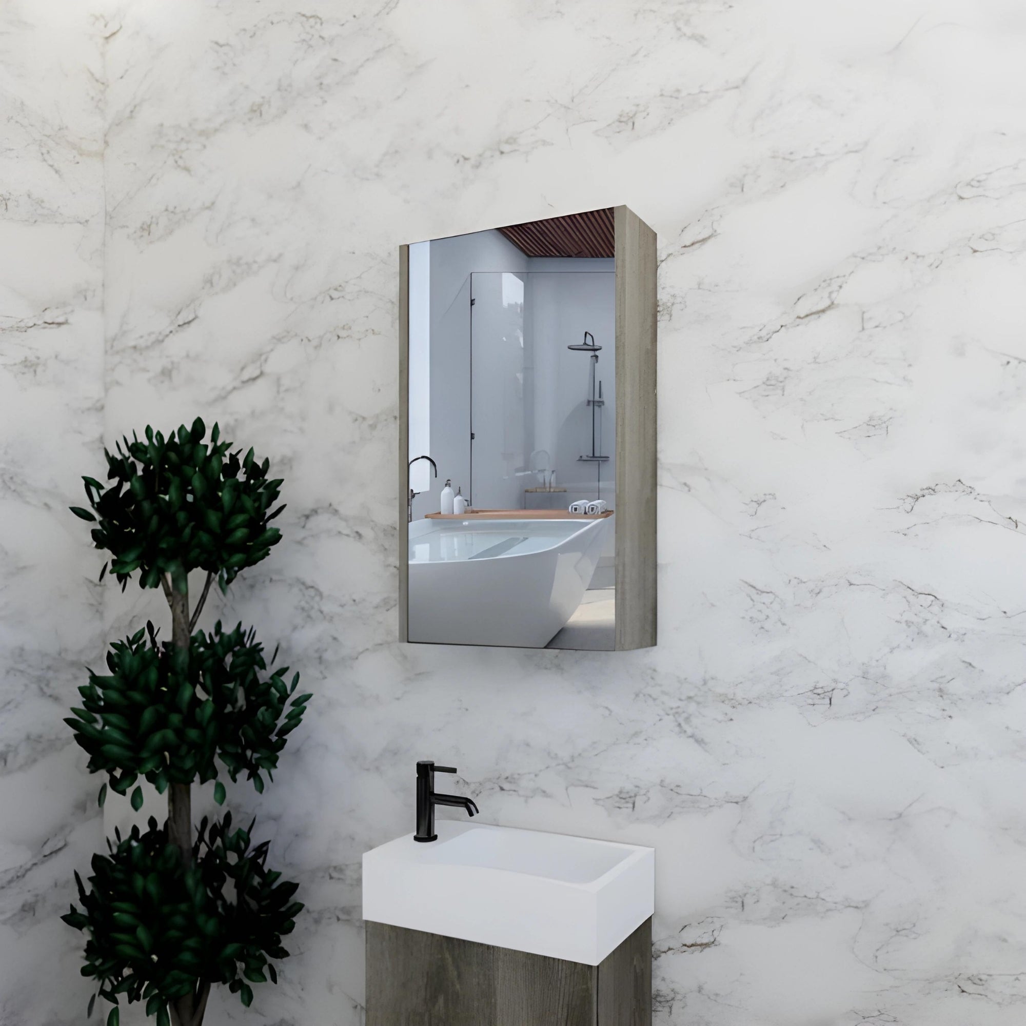 RIVA GENEVA DARK OAK MIRROR SHAVING CABINET 450X720MM