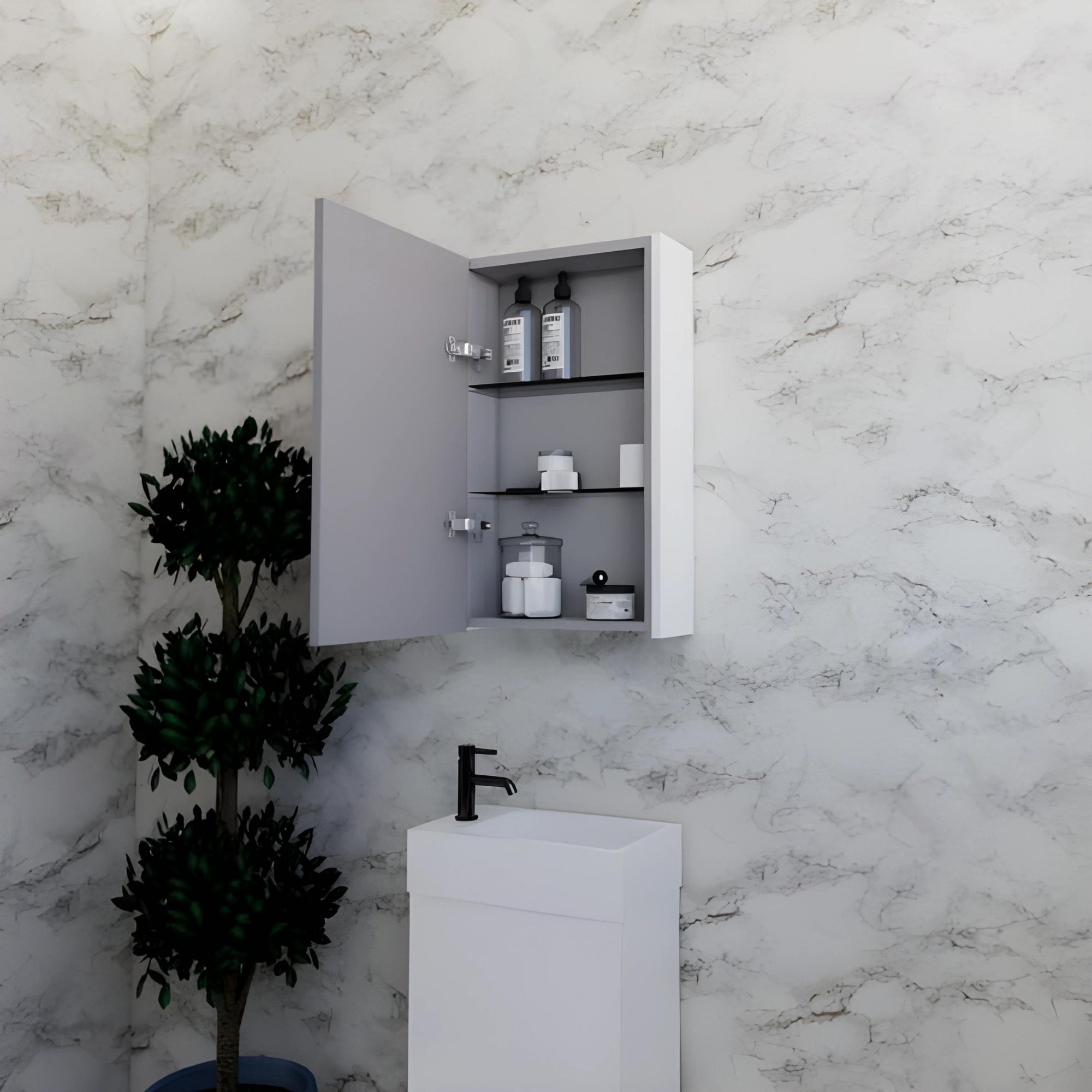 RIVA GENEVA GLOSS WHITE MIRROR SHAVING CABINET 450X720MM