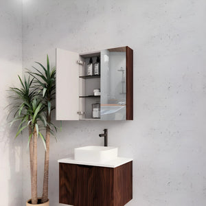 RIVA GENEVA FLUTED BROWN OAK MIRROR SHAVING CABINET 600X720MM