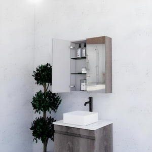 RIVA GENEVA DARK OAK MIRROR SHAVING CABINET 600X720MM
