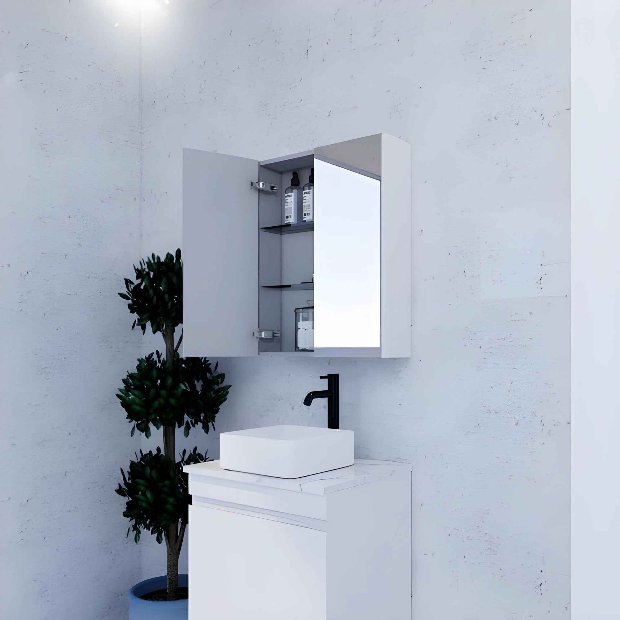 RIVA GENEVA GLOSS WHITE MIRROR SHAVING CABINET 600X720MM