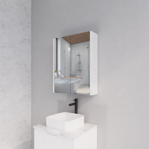RIVA GENEVA MATTE WHITE FLUTED MIRROR CABINET 600X720MM