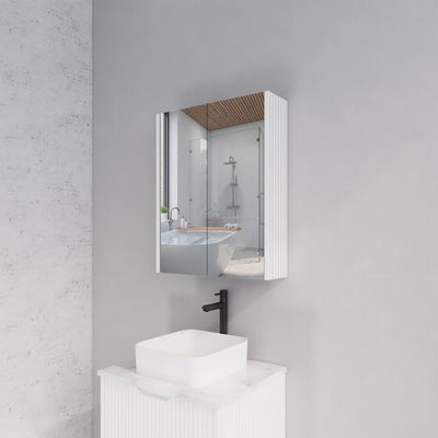 RIVA GENEVA MATTE WHITE FLUTED MIRROR CABINET 600X720MM