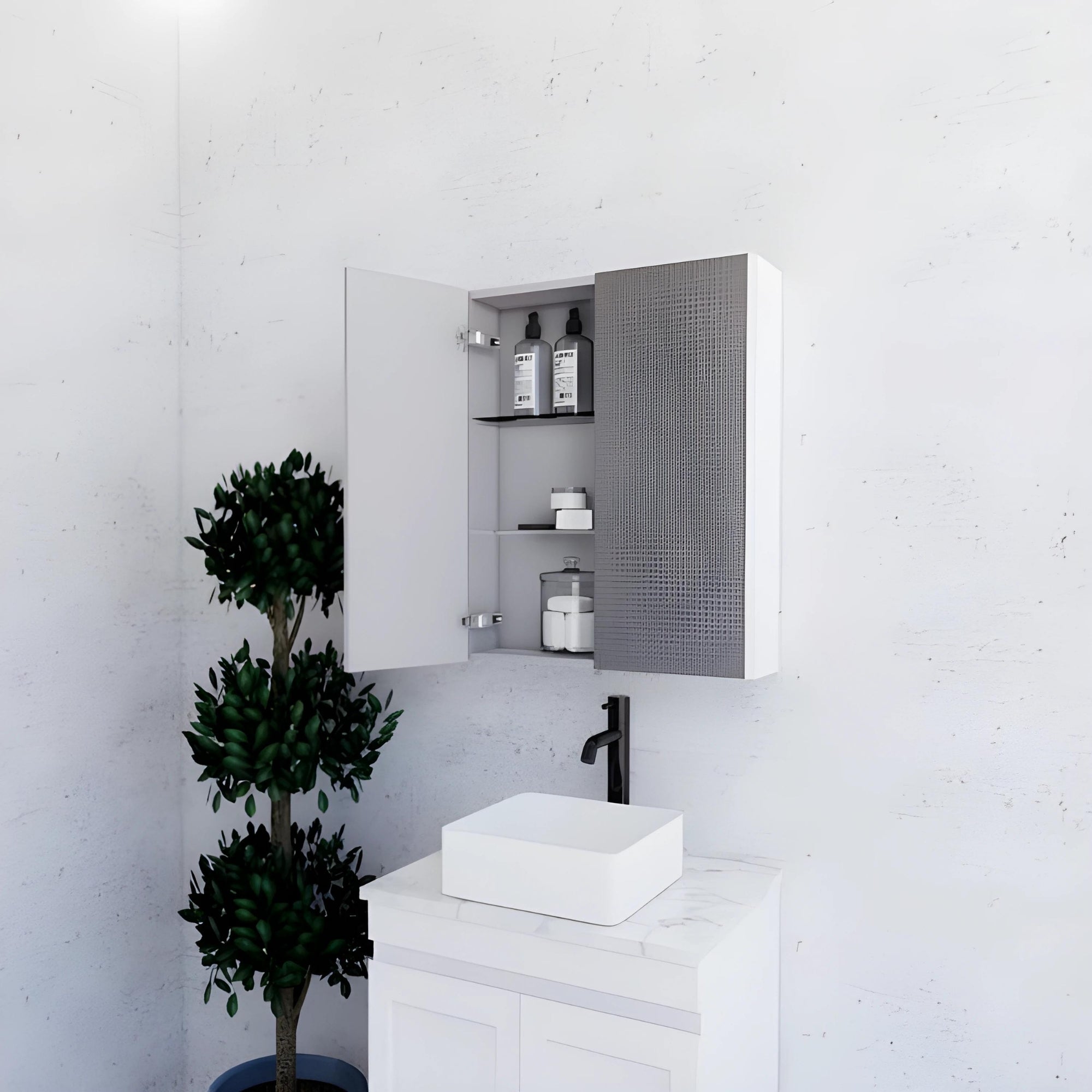 RIVA GENEVA MATTE WHITE MIRROR SHAVING CABINET 600X720MM