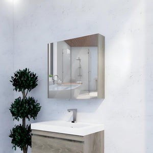RIVA GENEVA DARK OAK MIRROR SHAVING CABINET 750X720MM