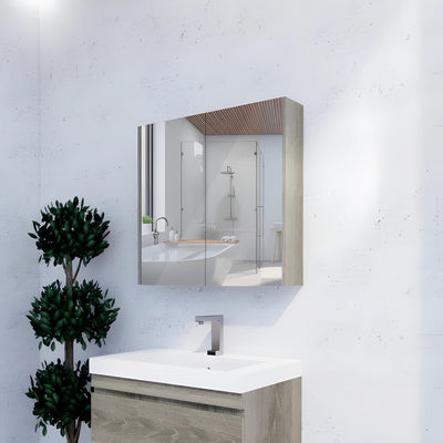 RIVA GENEVA DARK OAK MIRROR SHAVING CABINET 750X720MM