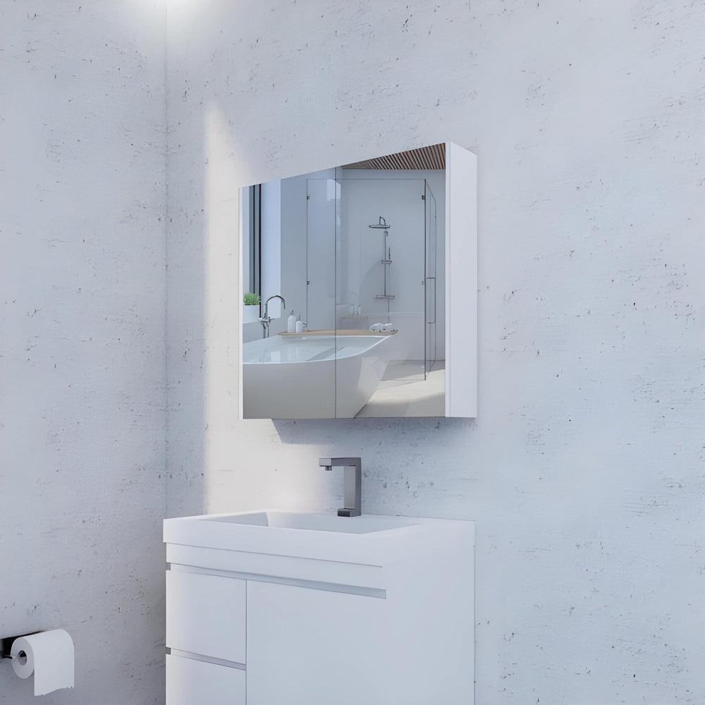 RIVA GENEVA GLOSS WHITE MIRROR SHAVING CABINET 750X720MM