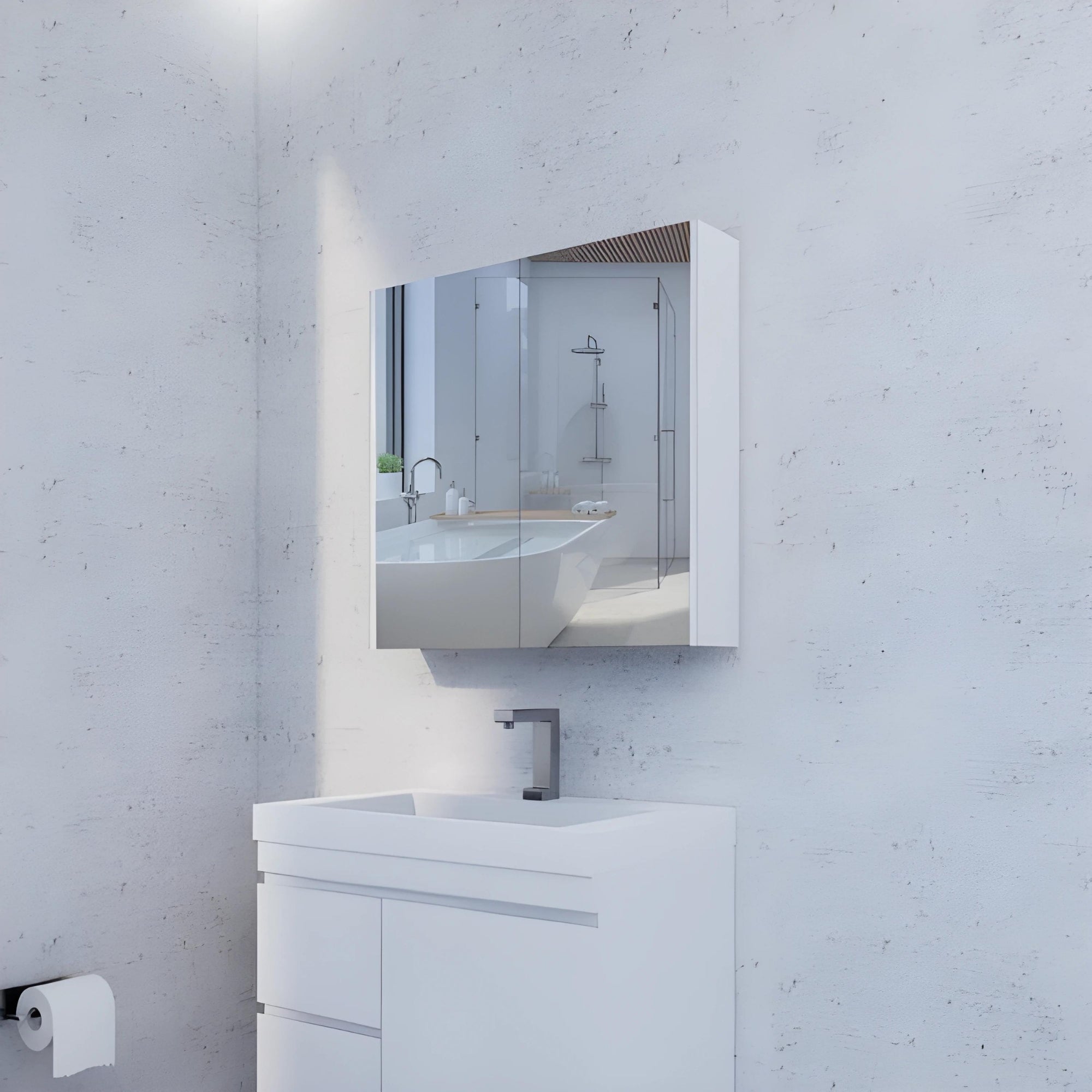 RIVA GENEVA GLOSS WHITE MIRROR SHAVING CABINET 750X720MM