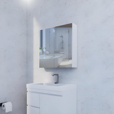 RIVA GENEVA GLOSS WHITE MIRROR SHAVING CABINET 750X720MM