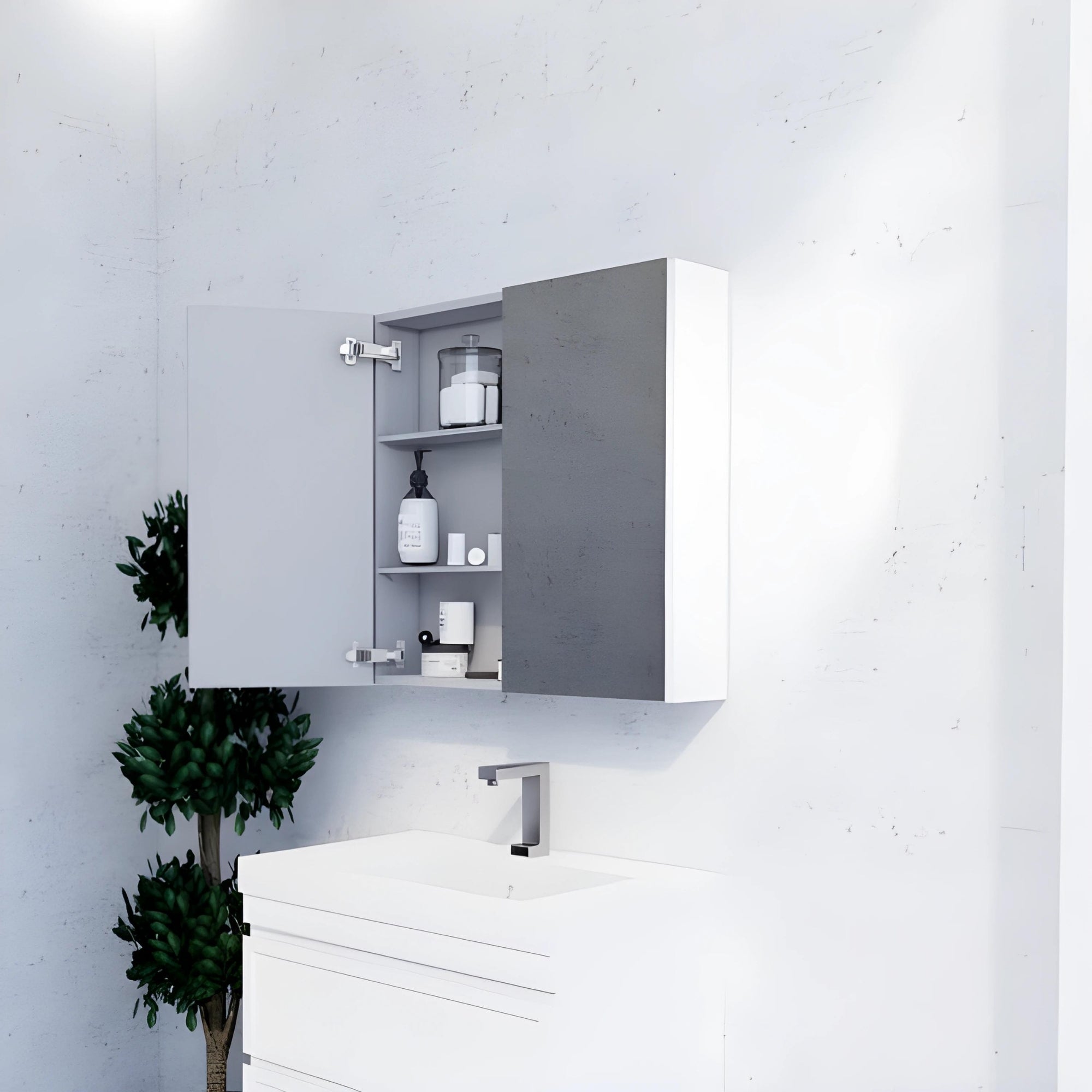 RIVA GENEVA MATTE WHITE MIRROR SHAVING CABINET 750X720MM