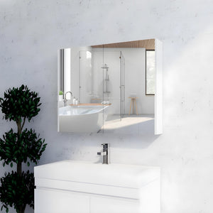 RIVA GENEVA GLOSS WHITE MIRROR SHAVING CABINET 900X720MM