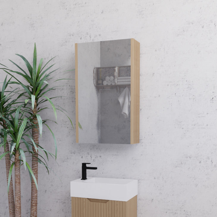 RIVA GENEVA AMERICAN OAK FLUTED MIRROR CABINET 450X720MM
