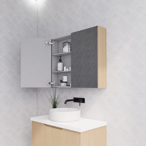 RIVA GENEVA AMERICAN OAK FLUTED MIRROR CABINET 900X720MM