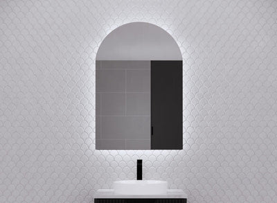 RIVA PARIS MATTE BLACK LED SHAVING CABINET 600X870MM