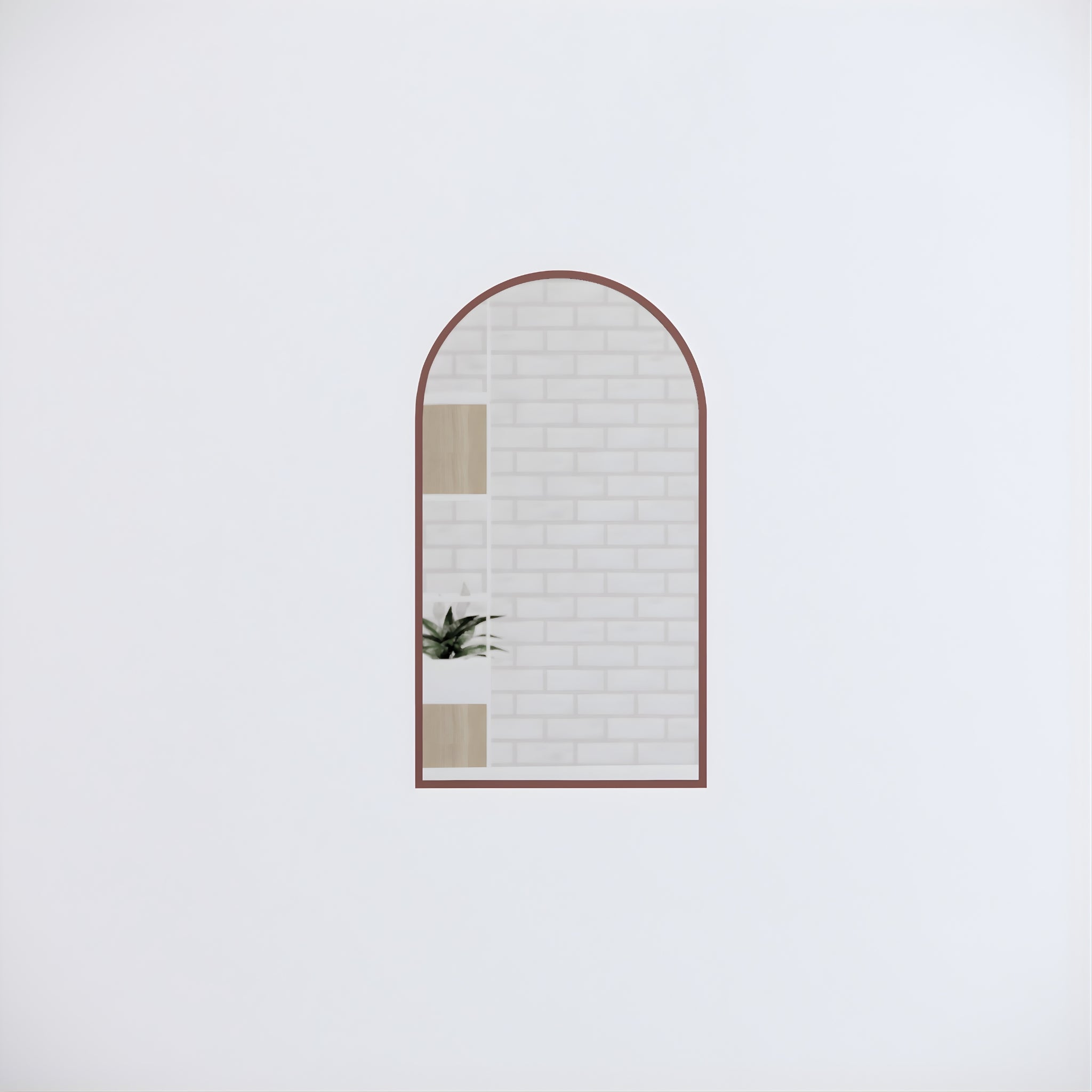 RIVA FRAMED ARCH MIRROR WALL MOUNTED BRUSHED COPPER 450X800MM