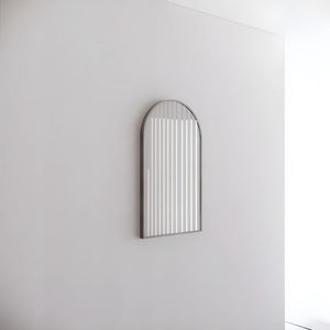 RIVA FRAMED ARCH MIRROR WALL MOUNTED BRUSHED NICKEL 450X800MM