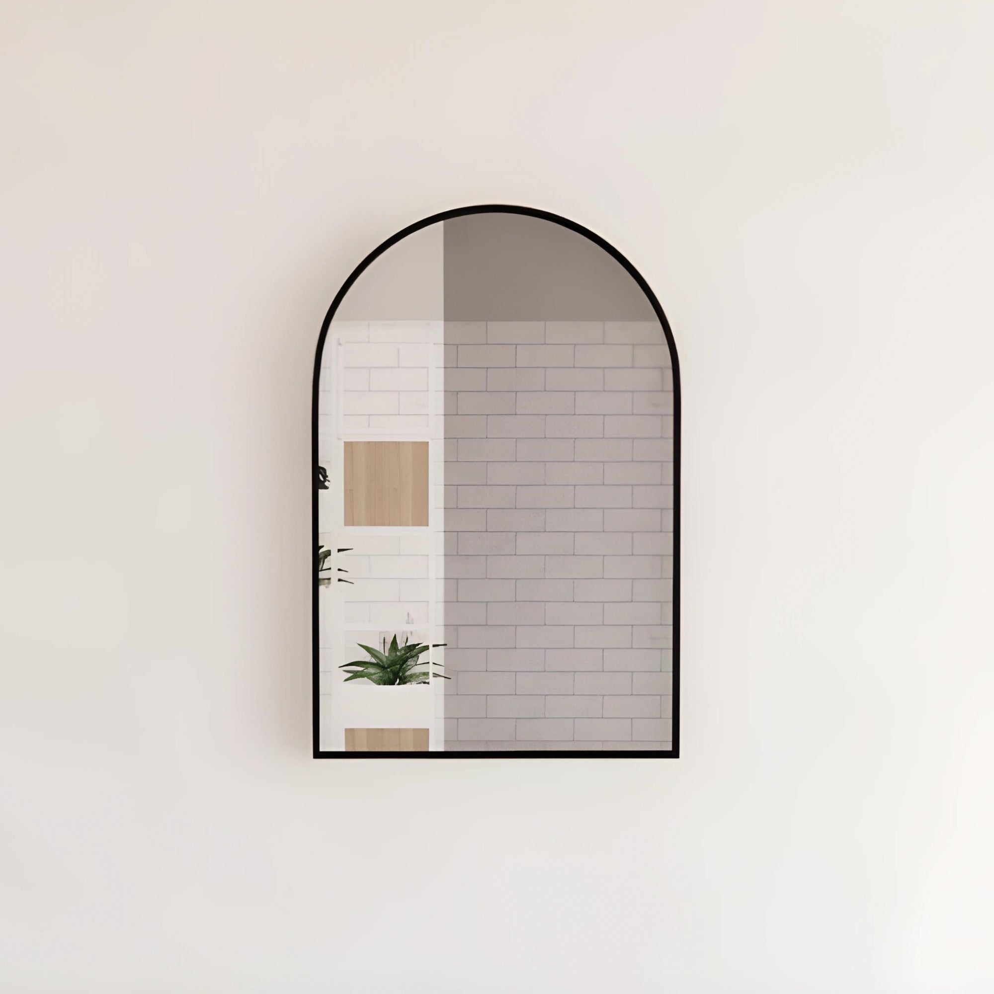 RIVA FRAMED ARCH MIRROR WALL MOUNTED MATTE BLACK 600X900MM