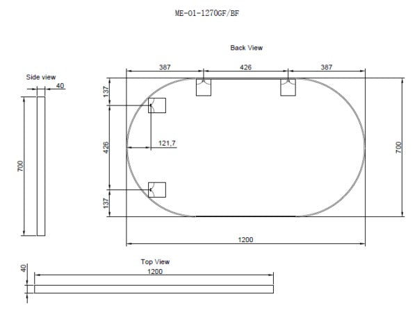 RIVA FRAMED OVAL MIRROR WALL MOUNTED GOLD 1200X700MM