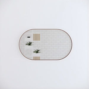 RIVA FRAMED OVAL MIRROR WALL MOUNTED BRUSHED COPPER 1200X700MM