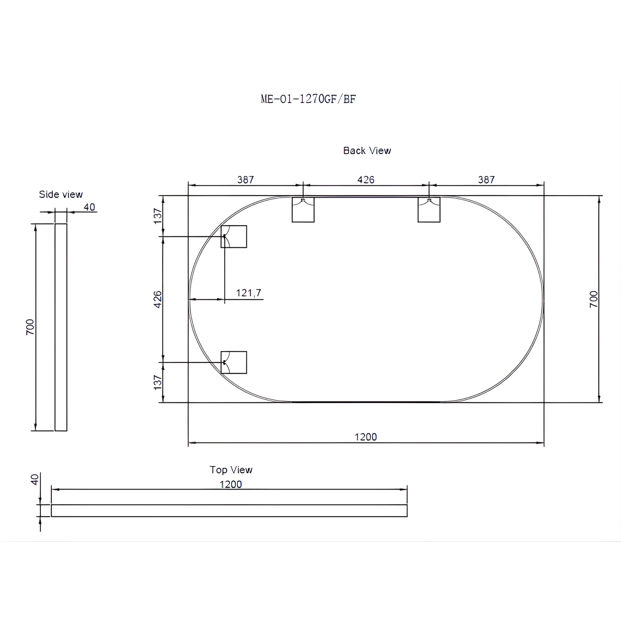 RIVA FRAMED OVAL MIRROR WALL MOUNTED BRUSHED COPPER 1200X700MM