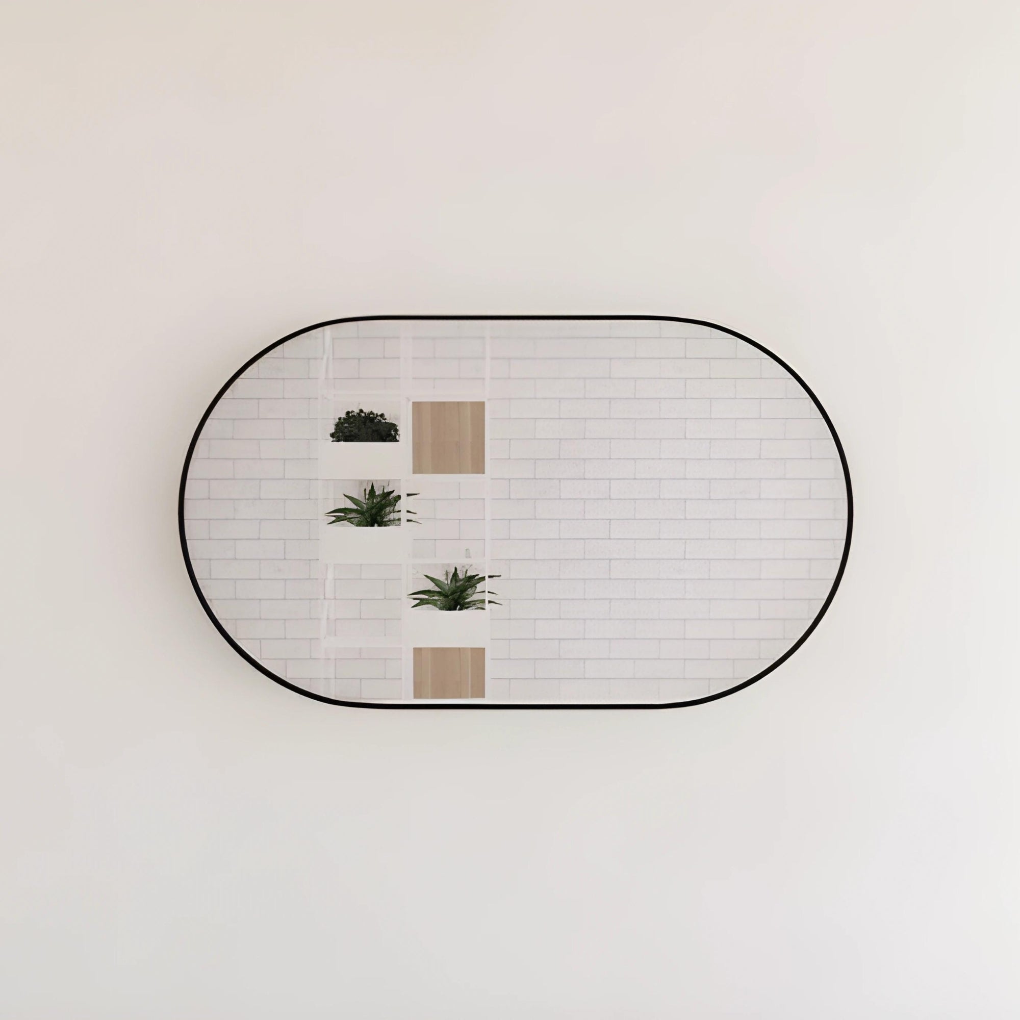 RIVA FRAMED OVAL MIRROR WALL MOUNTED BLACK 1200X700MM