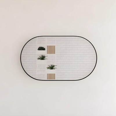 RIVA FRAMED OVAL MIRROR WALL MOUNTED BLACK 1200X700MM