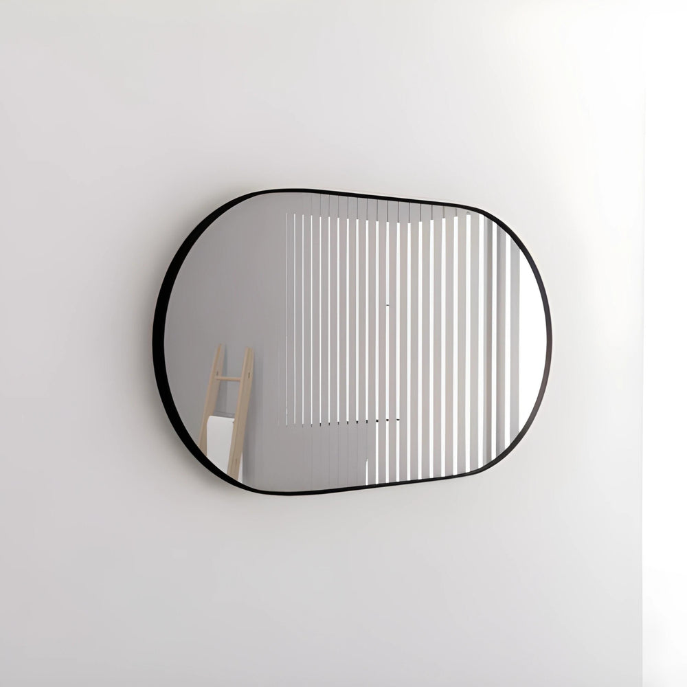 RIVA FRAMED OVAL MIRROR WALL MOUNTED BLACK 1200X700MM