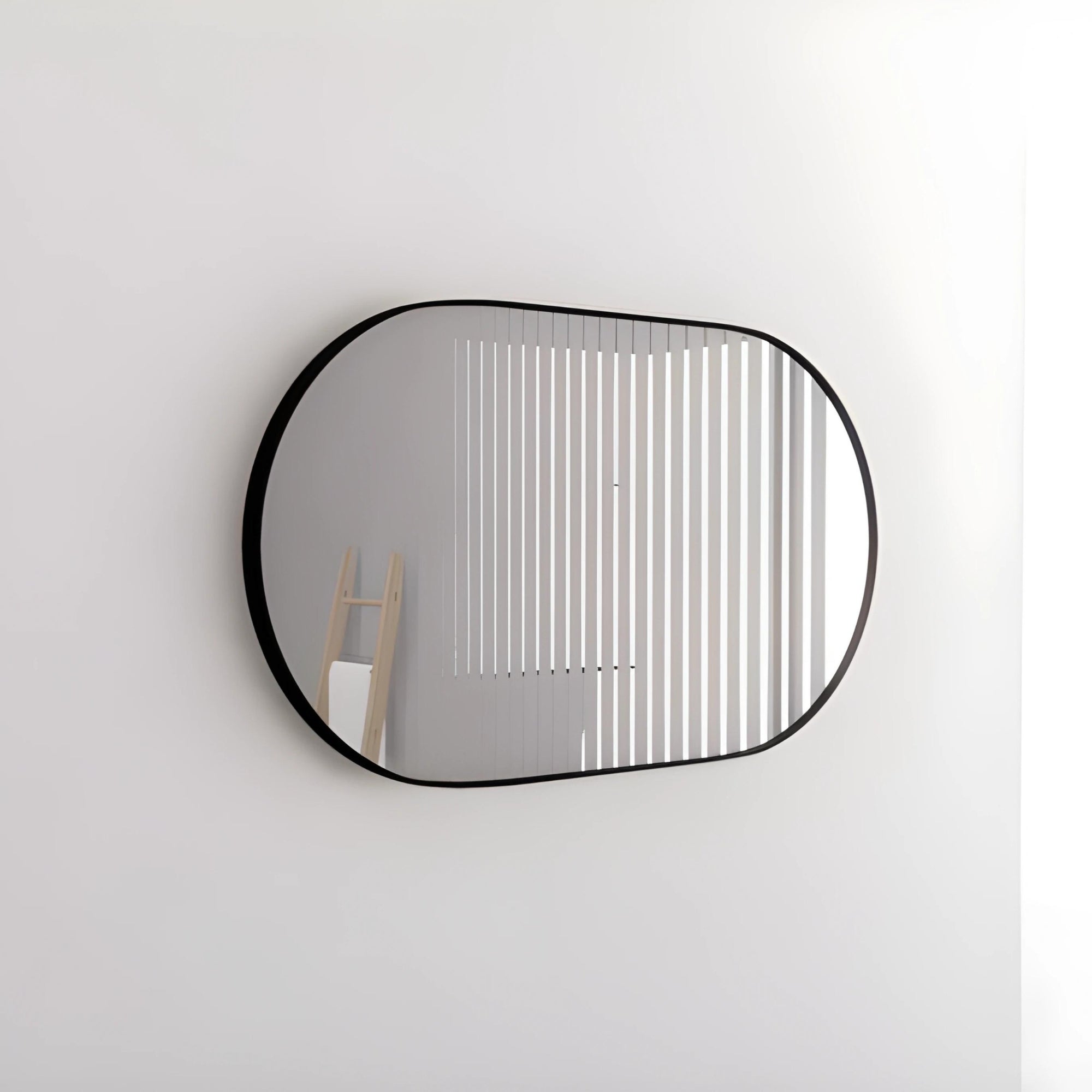 RIVA FRAMED OVAL MIRROR WALL MOUNTED BLACK 1200X700MM