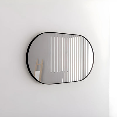 RIVA FRAMED OVAL MIRROR WALL MOUNTED BLACK 1200X700MM
