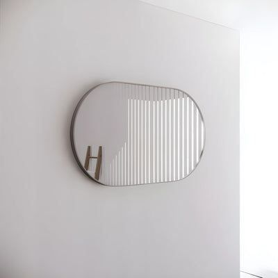 RIVA FRAMED OVAL MIRROR WALL MOUNTED BRUSHED NICKEL 1200X700MM