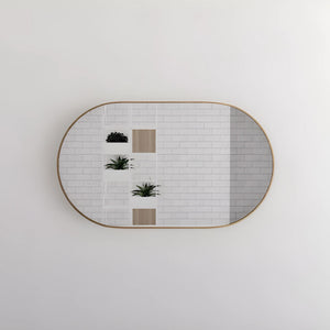 RIVA FRAMED OVAL MIRROR WALL MOUNTED GOLD 1200X700MM