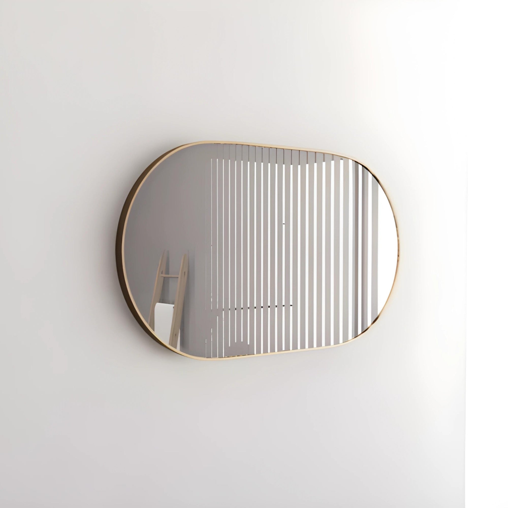 RIVA FRAMED OVAL MIRROR WALL MOUNTED GOLD 1200X700MM