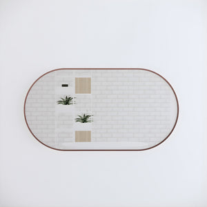 RIVA FRAMED OVAL MIRROR WALL MOUNTED BRUSHED COPPER 1500X800MM