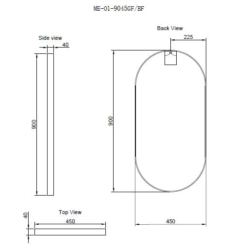 RIVA FRAMED OVAL MIRROR WALL MOUNTED BRUSHED NICKEL 450X900MM