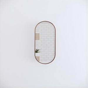 RIVA FRAMED OVAL MIRROR WALL MOUNTED BRUSHED COPPER 450X900MM
