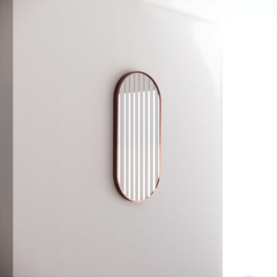 RIVA FRAMED OVAL MIRROR WALL MOUNTED BRUSHED COPPER 450X900MM
