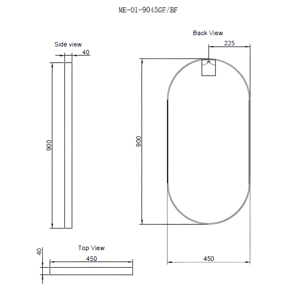 RIVA FRAMED OVAL MIRROR WALL MOUNTED BRUSHED COPPER 450X900MM