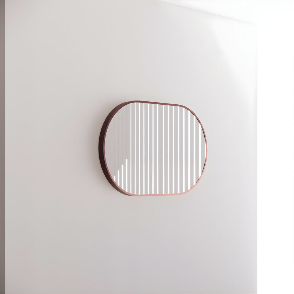 RIVA FRAMED OVAL MIRROR WALL MOUNTED BRUSHED COPPER 900X600MM