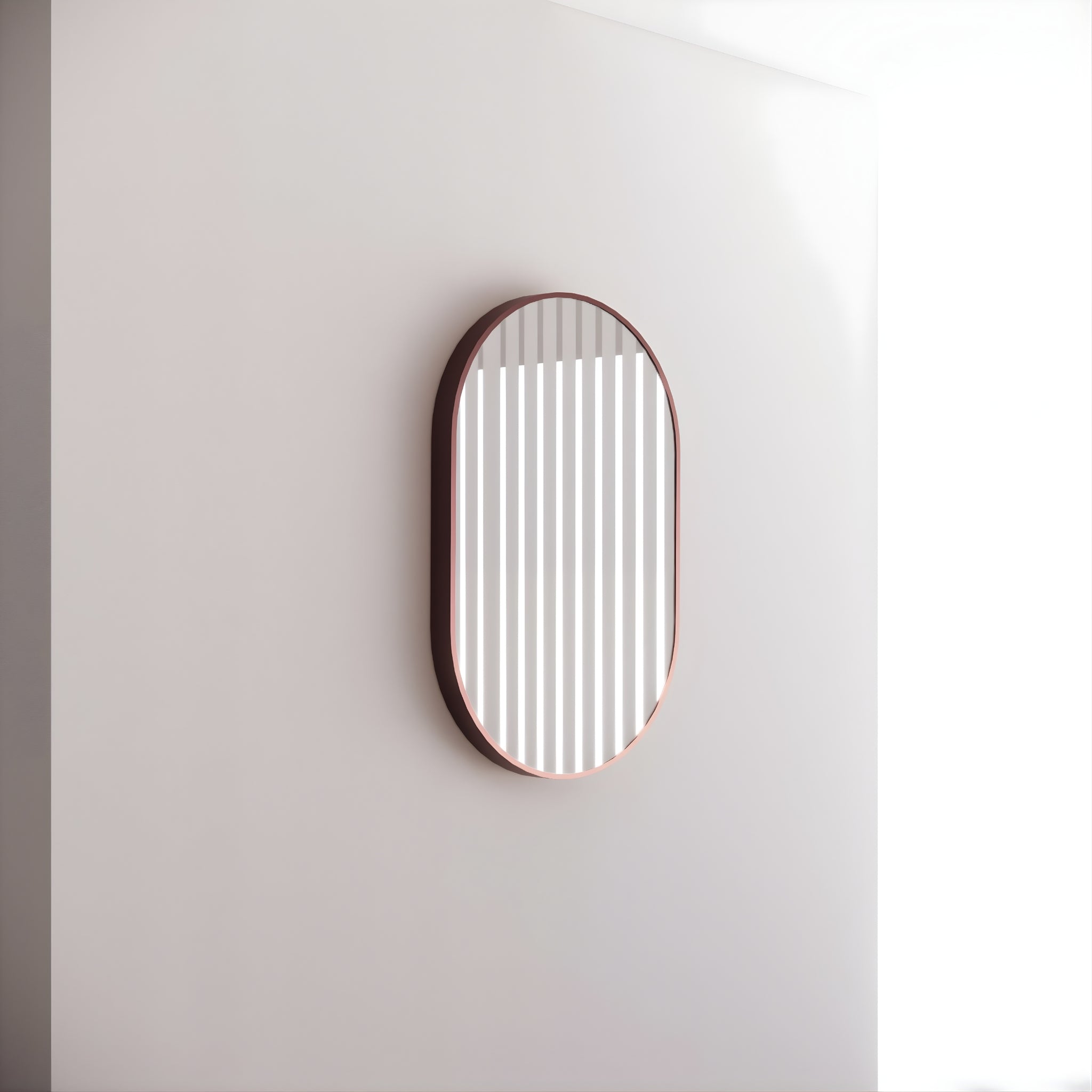 RIVA FRAMED OVAL MIRROR WALL MOUNTED BRUSHED COPPER 900X600MM