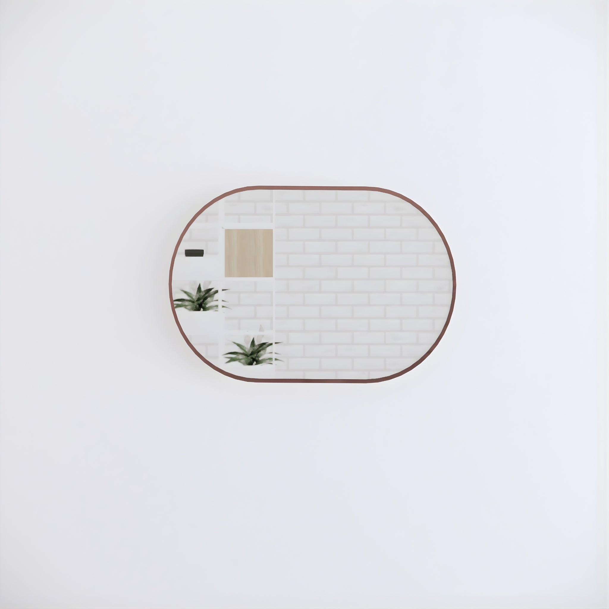 RIVA FRAMED OVAL MIRROR WALL MOUNTED BRUSHED COPPER 900X600MM