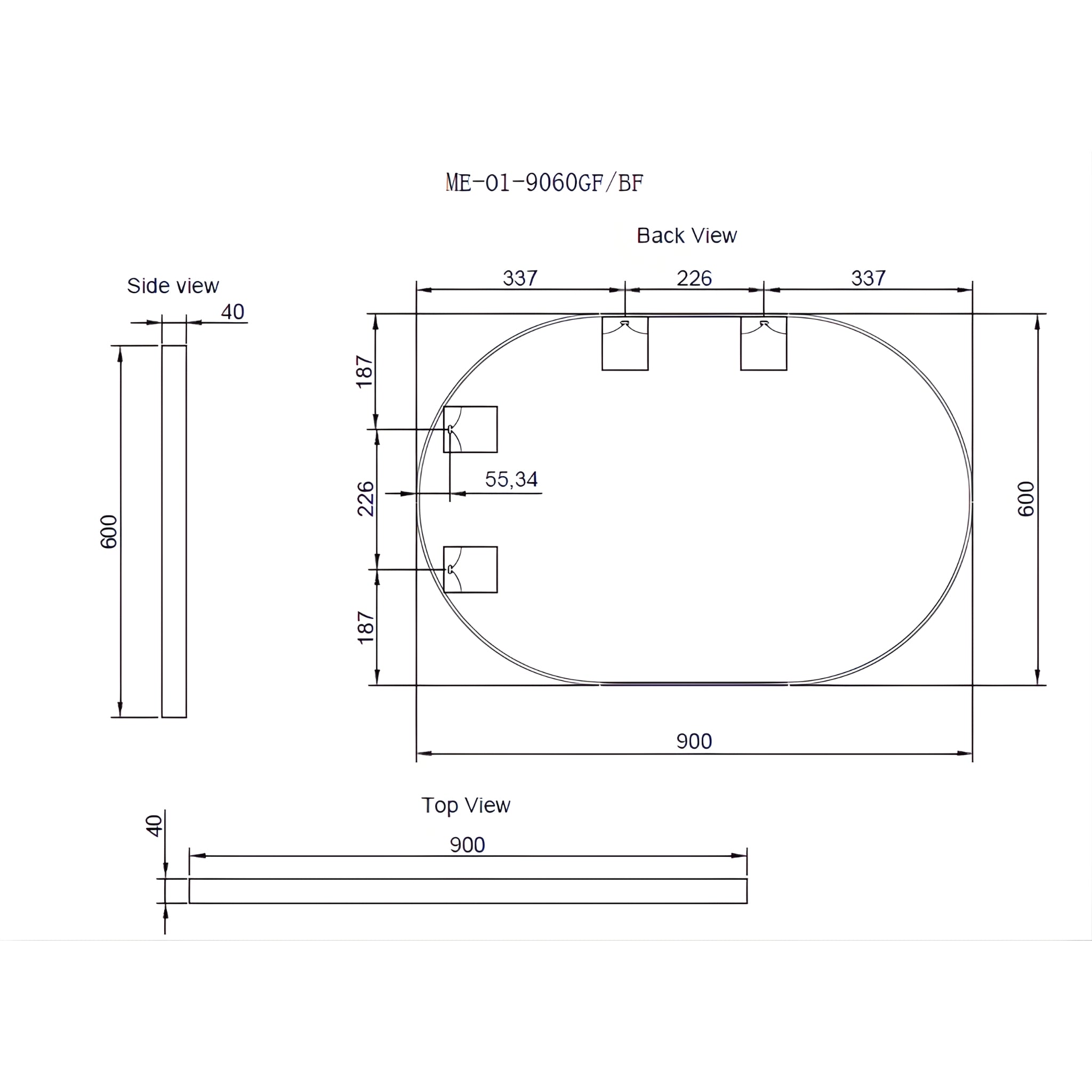 RIVA FRAMED OVAL MIRROR WALL MOUNTED BRUSHED COPPER 900X600MM