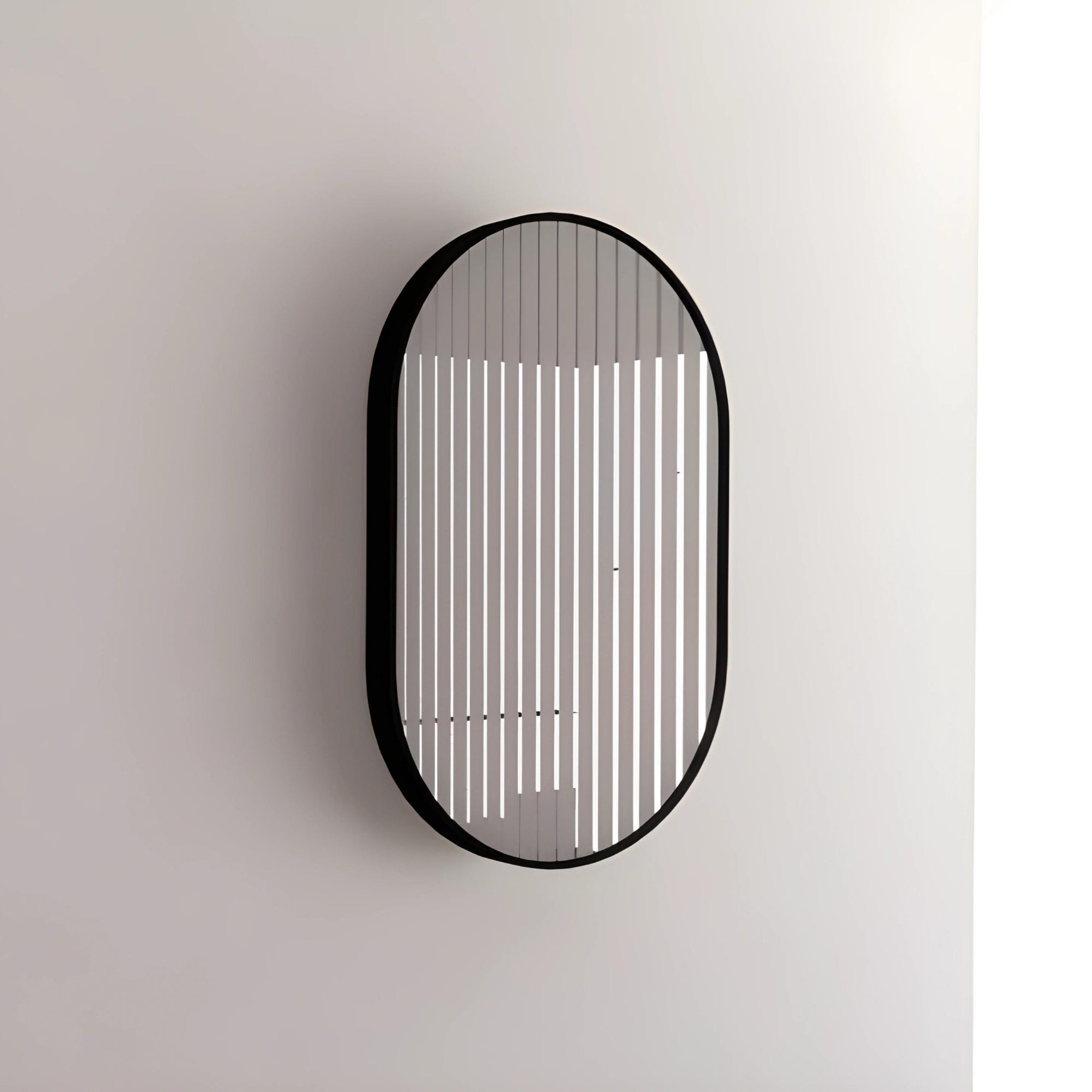 RIVA FRAMED OVAL MIRROR WALL MOUNTED BLACK 900X600MM
