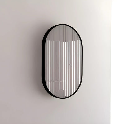 RIVA FRAMED OVAL MIRROR WALL MOUNTED BLACK 900X600MM
